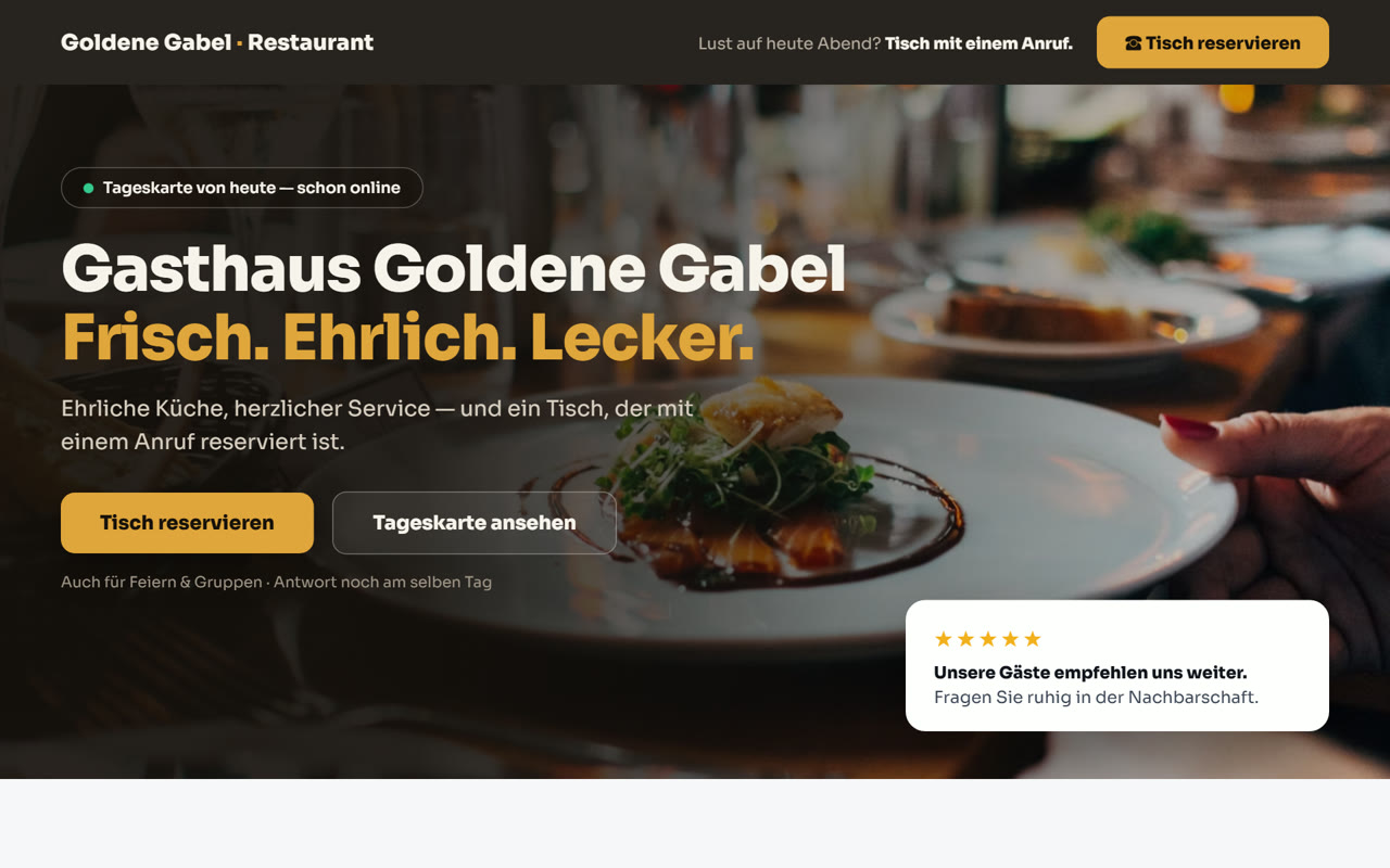 Muster-Website eines Gasthauses